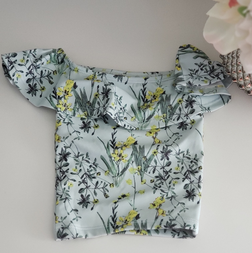 Mini Girls Ruffled Around Swim Top